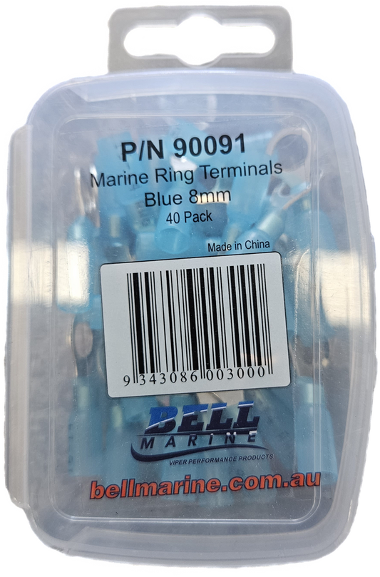 Viper Marine Glue Lined Ring Terminal Blue - 8mm - 40 Pack