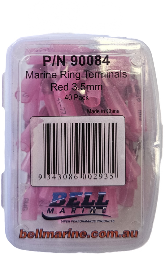 Viper Marine Glue Lined Ring Terminal Red - 3.5mm - 40 Pack - Bosuns Boat