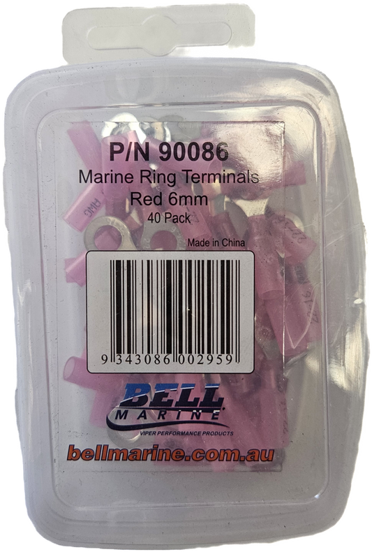 Viper Marine Glue Lined Ring Terminal Red - 6mm - 40 Pack