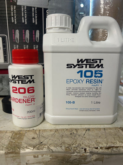 West System 105 Resin and 206 Slow Hardener Kits. 3 Sizes - Bosuns Boat