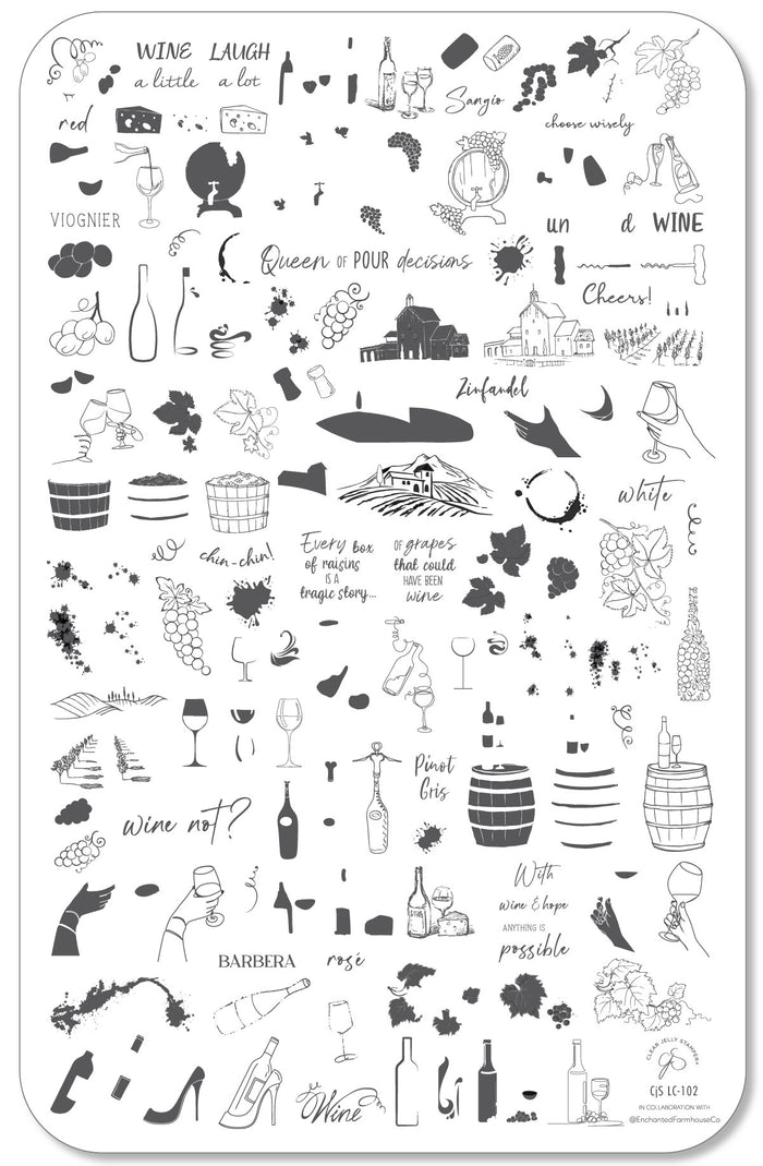 What's in your Glass (CjSLC-102) Etched Nail Art Stamping Plate