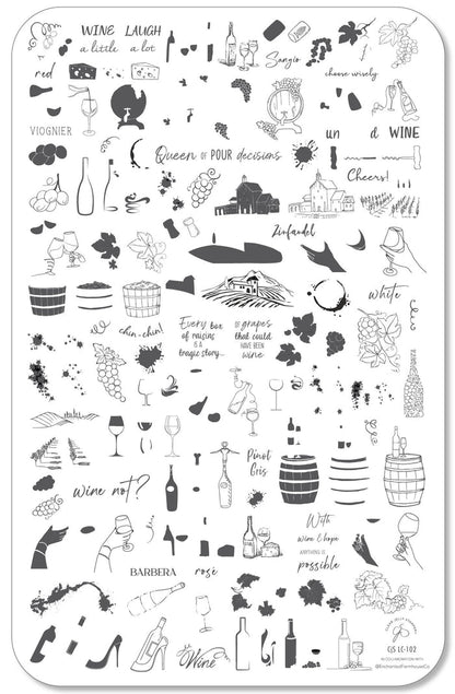 What's in your Glass (CjSLC-102) Etched Nail Art Stamping Plate