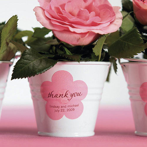 White Mini Metal Bucket Party Wedding Favor (Pack of 12)