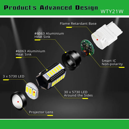 WT21W LED Back-Up Reverse Lights Bulbs for 2020~22 Ford F150 F250 F350 -Alla Lighting